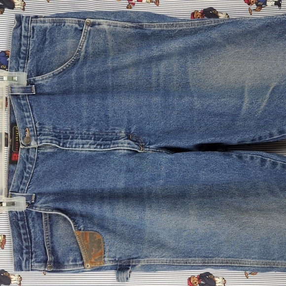 Y2K Riggs Workwear by Wrangler dura smiled Med wash loose fit tapered jeans42/32 - Picture 2 of 9